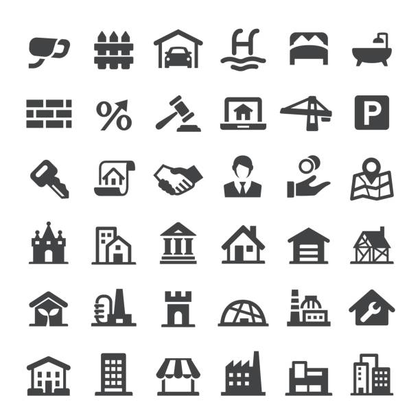 Real Estate Icons Set - Big Series Real Estate Icons penthouse icon stock illustrations