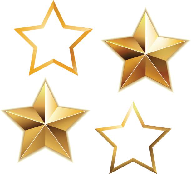 istock Vector set of realistic metallic golden stars isolated on white background. 816351602