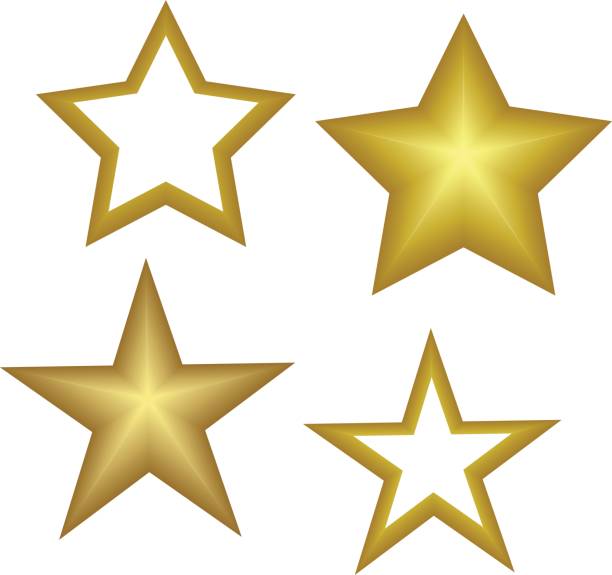 istock Vector set of realistic metallic golden stars isolated on white background. 816351636