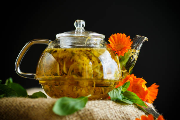 istock Therapeutic tea from flowers of calendula 816361078