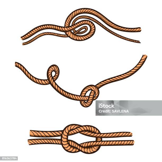 Drawing Triple Rope Handdrawnrope Stock Illustration - Download Image Now - Climbing Rope ...