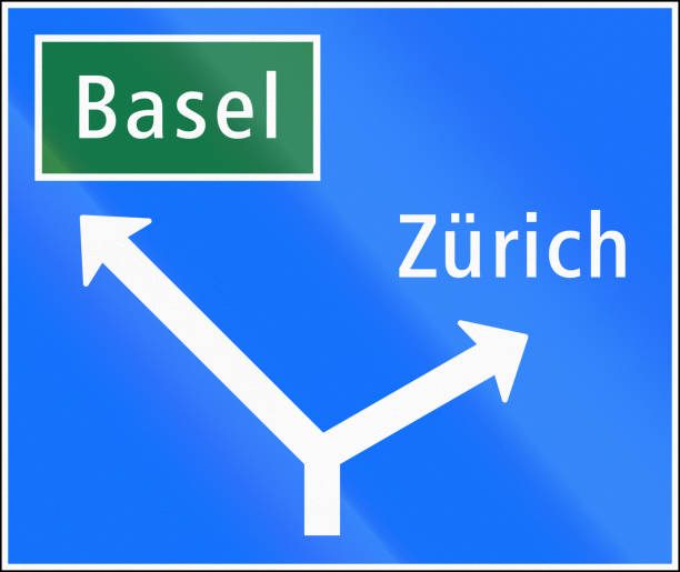 istock Road sign used in Switzerland - Approaches to junctions on major road 816394110