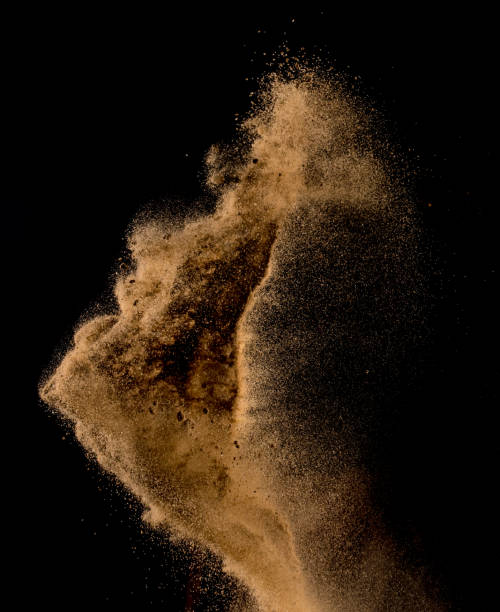 istock Sandy explosion isolated on over dark background,Abstract sand cloud,Motion blur 816397200