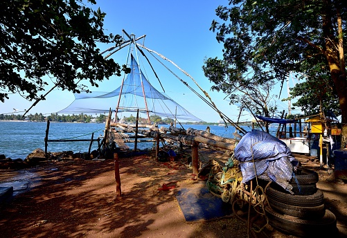 Details of the Chinese fishing nets of Fort Cochin