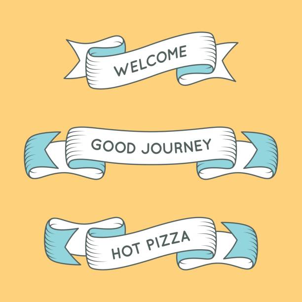 illustrations, cliparts, dessins animés et icônes de rubans rétro tendances. bannière colorée avec ruban pour la conception, ga - old fashioned pizza label design element
