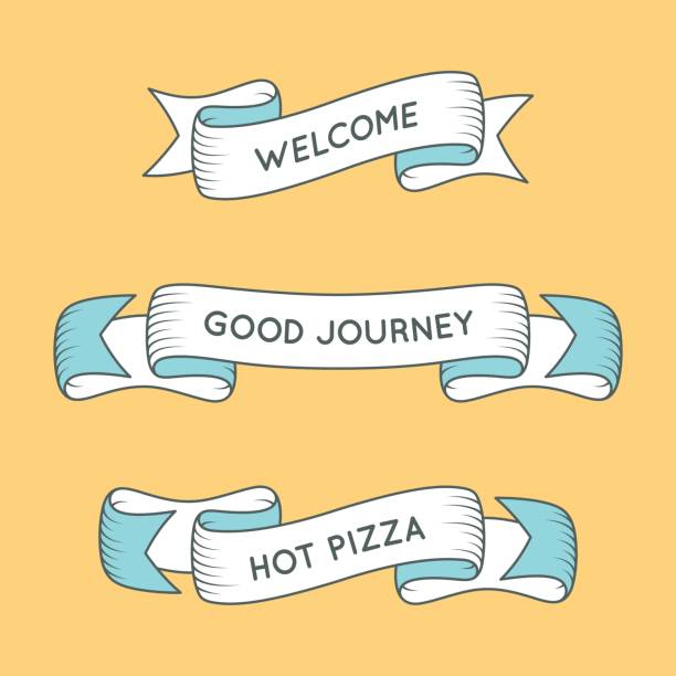 ilustrações de stock, clip art, desenhos animados e ícones de trendy retro ribbons. colorful banner with ribbon for design, ga - old fashioned pizza label design element