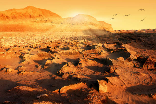 istock Sunset in the Dasht-e Lut Desert. Drought. Climate change on Earth. 816433642