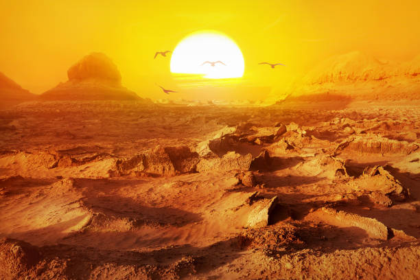 istock The sun is over the red desert. Alien planet concept. Artistic image. 816433694