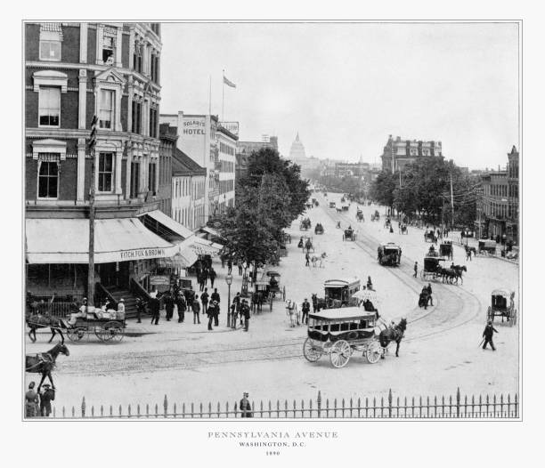 fotografía antigua americana pennsylvania avenue, washington, d.c., estados unidos, 1893 - washington dc fotos fotografías e imágenes de stock