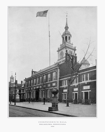 Antique American Photograph: Independence Hall, Philadelphia, Pennsylvania, United States, 1893: Original edition from my own archives. Copyright has expired on this artwork. Digitally restored.