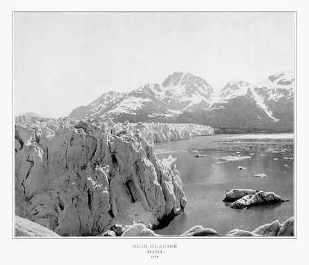 Antique Alaskan Photograph: Muir Glacier, Alaska, 1893: Original edition from my own archives. Copyright has expired on this artwork. Digitally restored.