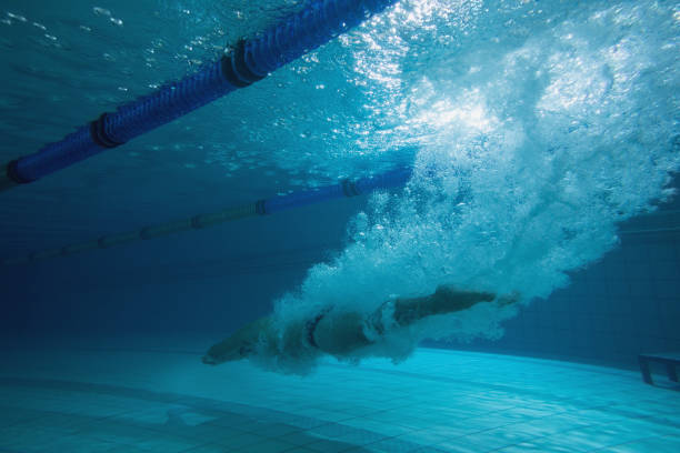 istock Fit swimmer training on his own 816452528