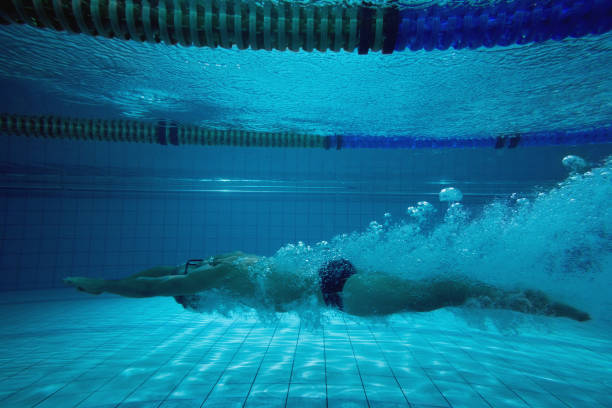 istock Fit swimmer training on his own 816452924