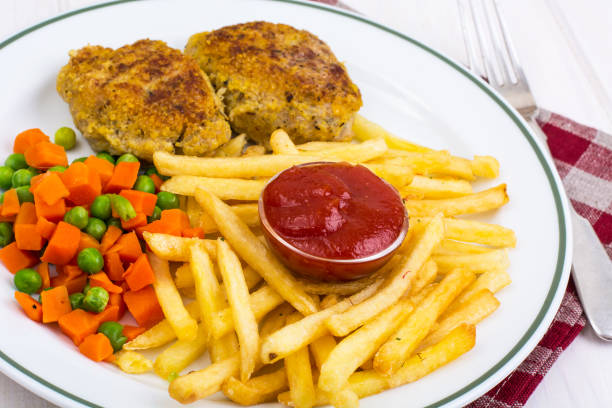 istock Boiled vegetables, fries and meat for a hearty dinner 816458062