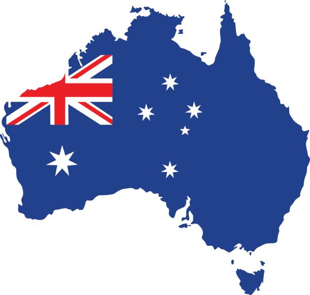 ilustrações, clipart, desenhos animados e ícones de mapa da austrália - australia map australian flag flag