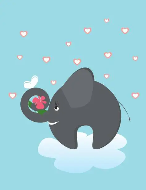 Vector illustration of elefant and butterfly
