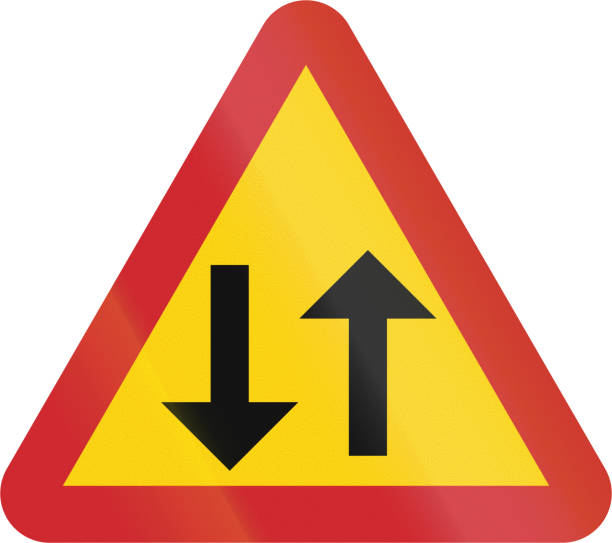istock Road sign used in Sweden - Two-way traffic (One-way traffic is ending) 816474082