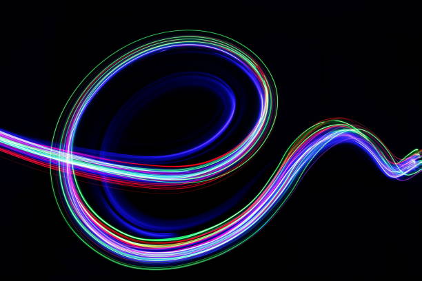 istock Multi-coloured fairy lights, light painting photography, waves and ripples pattern effect against a black background 816476716