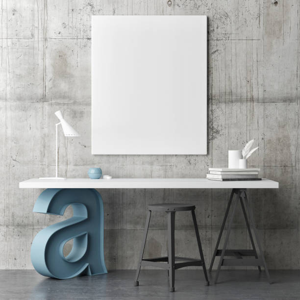 istock Industrial design working space, mock up poster 816502204