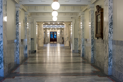 Government building hallway made of marble