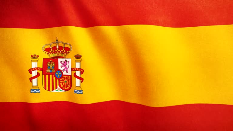 Highly detailed animation of the Spanish flag. Seamless loop.
