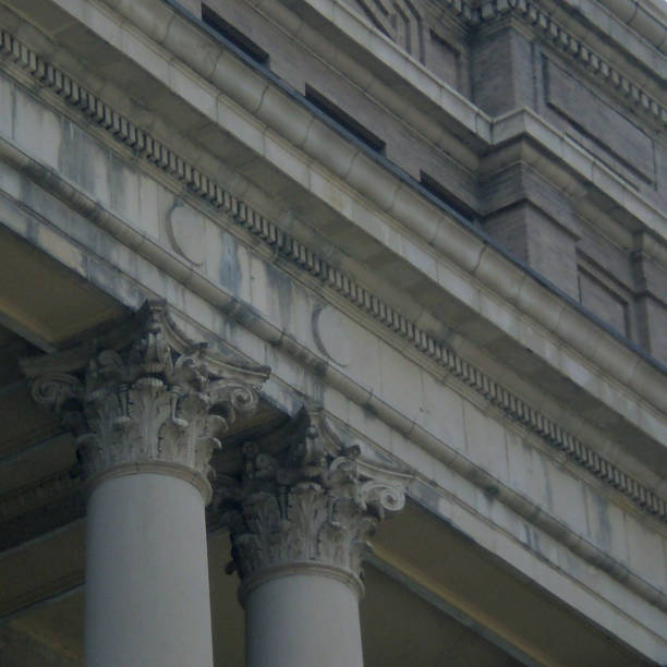 korynckie kolumny zachodniej fasady harris county 1910 courthouse w houston, texas - corinthian courthouse column legal system zdjęcia i obrazy z banku zdjęć