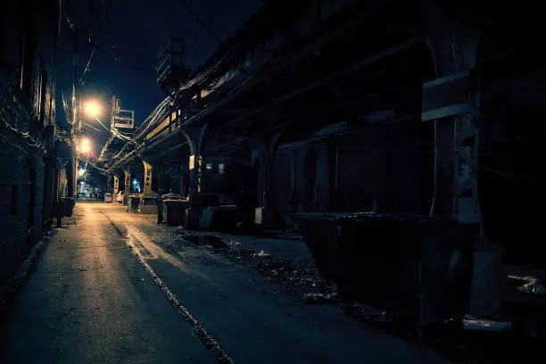 Dark Urban Alley at Night