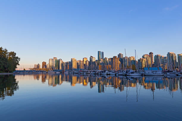 istock Vancouver downtown skyline reflection at sunset, Canada. 816616722