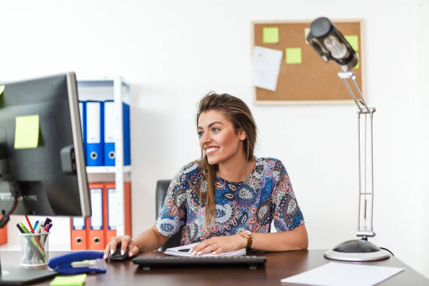 istock Businesswoman typing on her keyboard 816619116