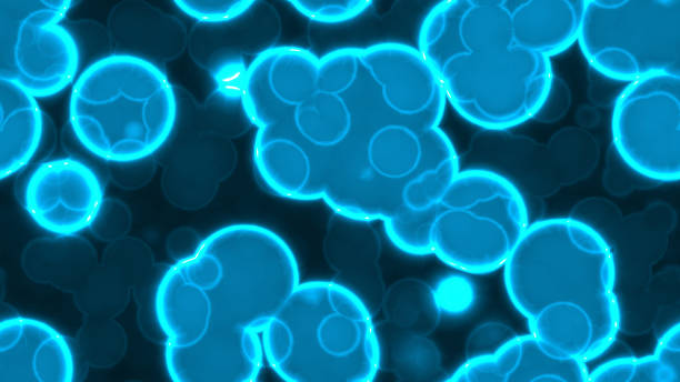 istock Luminescent Glowing Cells Seamless Background Textures. Science Wallpaper 816628194