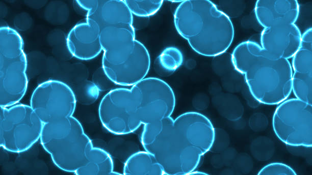 istock Luminescent Glowing Cells Seamless Background Textures. Science Wallpaper 816628196