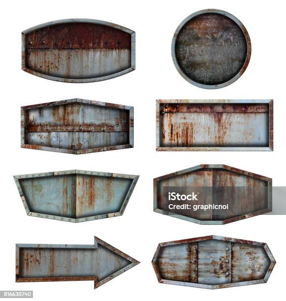 Old Steel Metal Sign Plate Texture Background Stock Illustration - Download Image Now - Metal, Border - Frame, Rusty