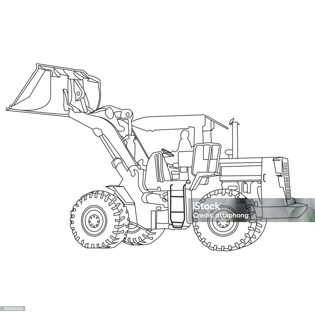 Vector Back Hoe Back Hoe Vector Stock Illustration - Download Image Now - Backhoe ...