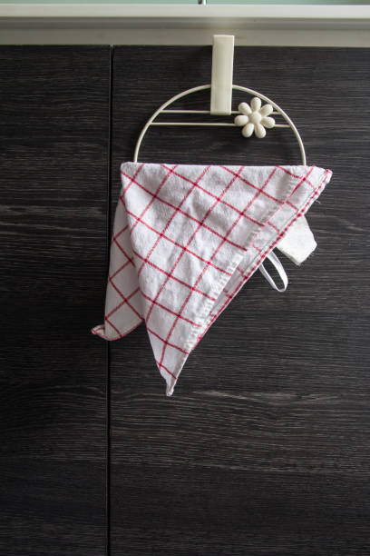 istock Hand towel hanging on a wooden board. 816690004