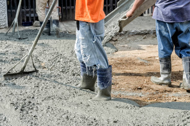 Newly Poured Cement on Road stock photo