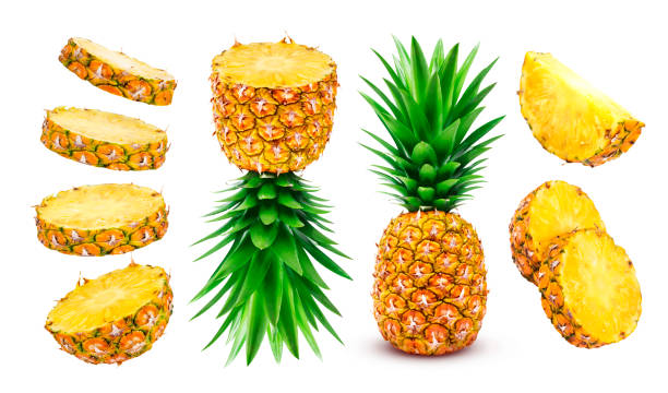 istock Pineapple collection. Whole and sliced pineapple isolated on white background 816720826