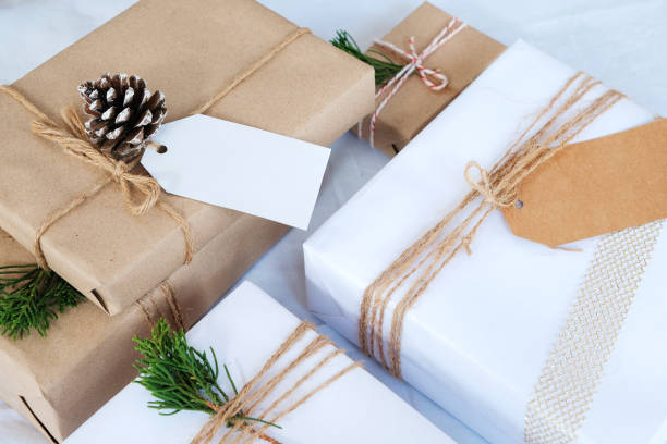 istock Craft and handmade present gift boxes of Christmas 816728990
