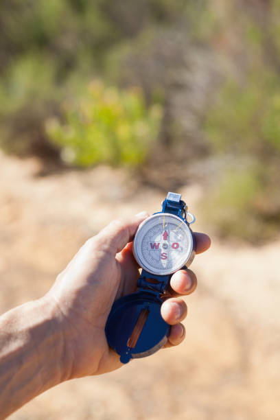 istock Hiker holding his compass in the countryside 816731766