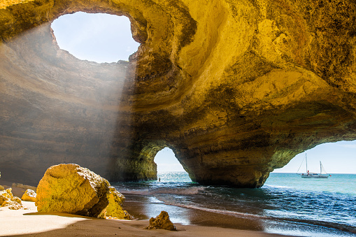 Secret cave on the Algarve coast of Portugal
