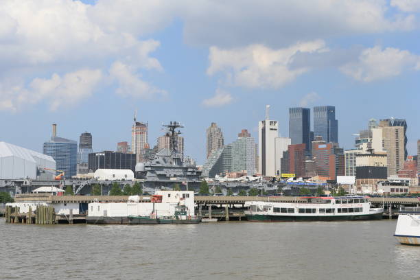 Manhattan skyline from New Jersey. New York, NY, USA - July 5, 2013: Manhattan skyline from New Jersey. time warner center columbus circle pictures stock pictures, royalty-free photos & images