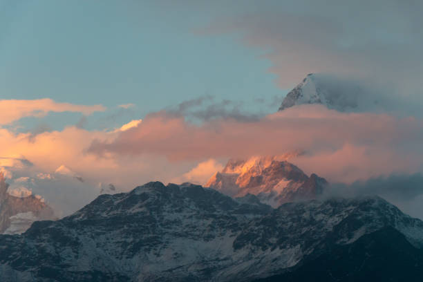 istock sunlight in the evening is lighting the snow mountain 816767084