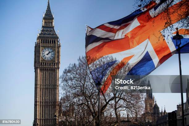 Uk Flag And Big Ben Stock Photo - Download Image Now - Architecture, Big Ben, Brexit