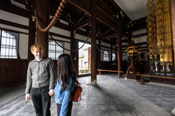 istock Multinational couple enjoying dates at temples in Japan 816780854