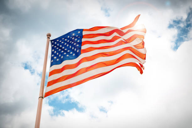 american flag - star shape striped american flag american culture imagens e fotografias de stock