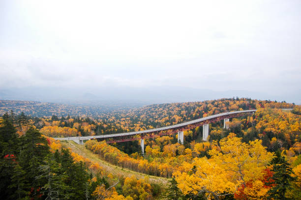 Mikuni Pass in Autumn, Eastern Hokkaido, Japan Mikuni Pass in Autumn, Eastern Hokkaido, Japan mikuni pass stock pictures, royalty-free photos & images