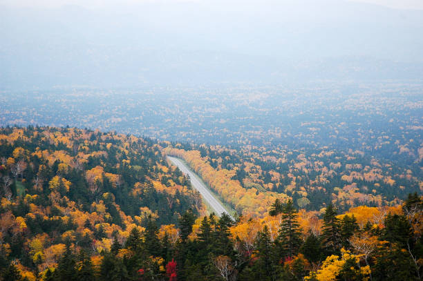 Mikuni Pass in Autumn, Eastern Hokkaido, Japan Mikuni Pass in Autumn, Eastern Hokkaido, Japan mikuni pass stock pictures, royalty-free photos & images