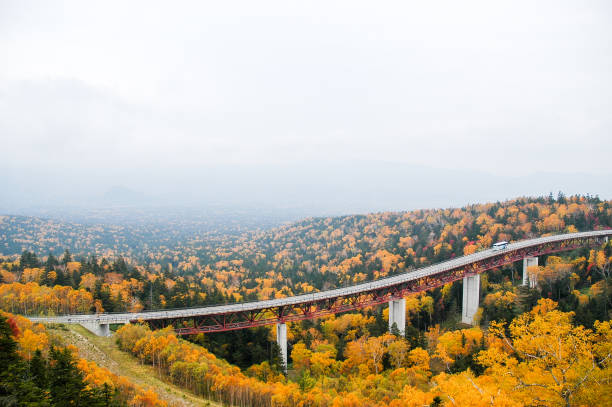 Mikuni Pass in Autumn, Eastern Hokkaido, Japan Mikuni Pass in Autumn, Eastern Hokkaido, Japan mikuni pass stock pictures, royalty-free photos & images