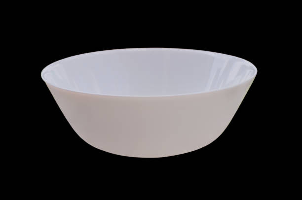 istock Empty white plate, bowl isolated on black background. Clipping path 816810308