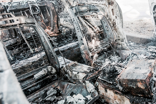 Series of burned cars