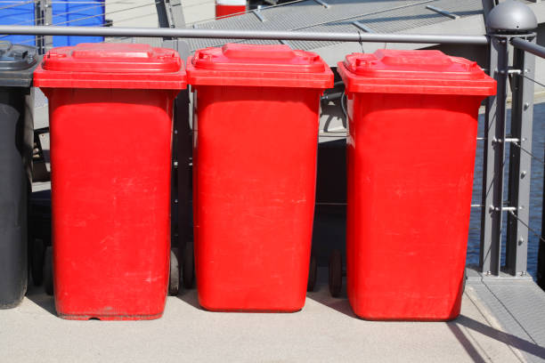istock Red tons, recycnes, garbage cans for glass 816827610